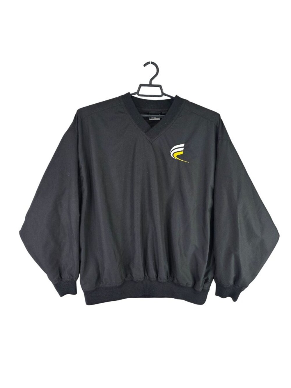 Mens White Bear Clothing Co Black Windbreaker V-Neck Pullover Elastic Cuffs 2XL
